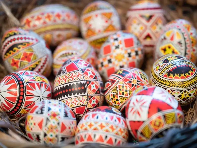 Easter eggs painted with wax