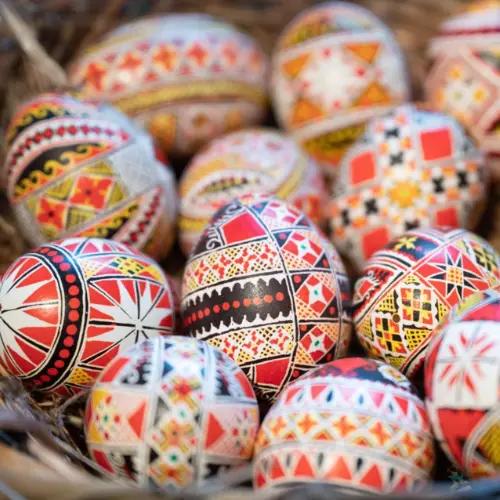 Easter eggs painted with wax